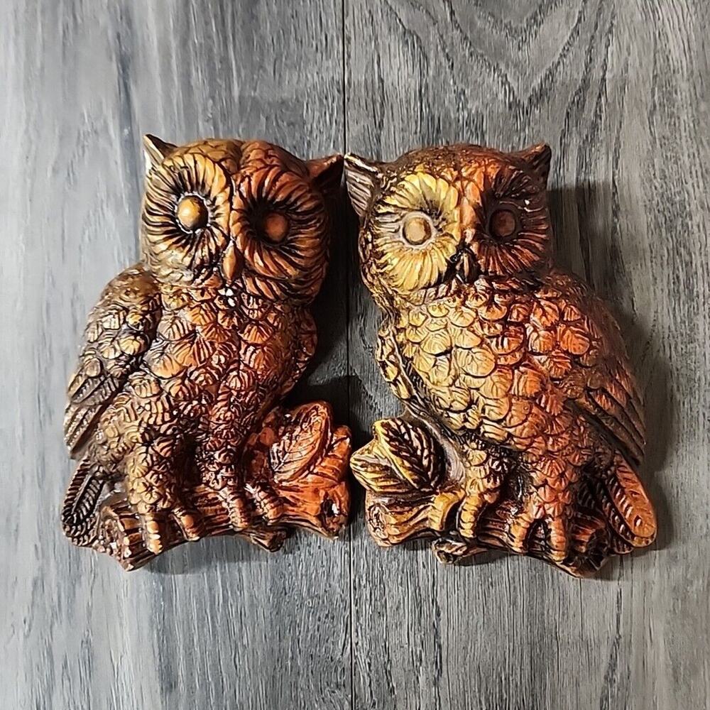Vintage Owl Wall Decor Hangings 8" Tall